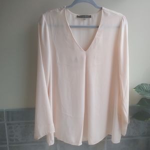 Blush pink women's v-neck blouse